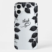 Black Plant Leaves iPhone 16 case iPhone Hoesje (Achterkant)