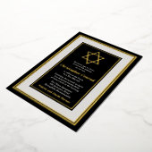 Black Platinum Gold Foil Star van David Bar Mitzva Folie Uitnodiging (Gedraaid)