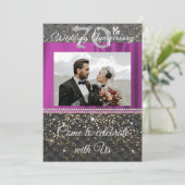 Black Platinum & Pearls 70th Wedding Jubileum I Kaart (Staand voorkant)