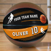 Black Player Team Naam Nummer Silhouette Stripe Basketbal