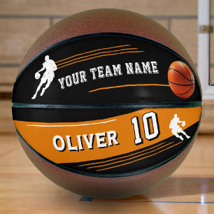 Black Player Team Naam Nummer Silhouette Stripe Basketbal