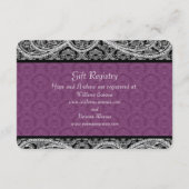 Black Plum Monogram Damask Gift Registry Bruiloft Informatiekaartje (Achterkant)