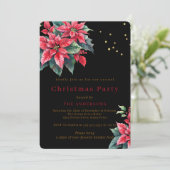 Black Poinsettia flower Christmas party Kaart (Staand voorkant)