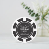 Black Poker Chip Birthday Party Invitation Kaart (Staand voorkant)