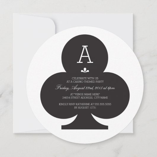 Black Poker Chip Birthday Party Invitation Kaart (Achterkant)