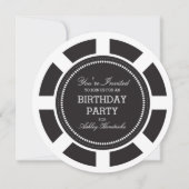 Black Poker Chip Birthday Party Invitation Kaart (Voorkant)