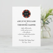 Black Poker Chip Monogram Vegas Wedding Invitation Kaart (Staand voorkant)