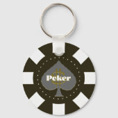 Black Poker Chip Sleutelhanger (Voorkant)