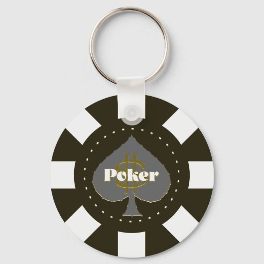 Black Poker Chip Sleutelhanger (Voorkant)