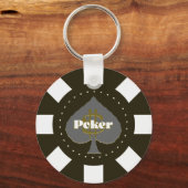 Black Poker Chip Sleutelhanger (Voorkant)