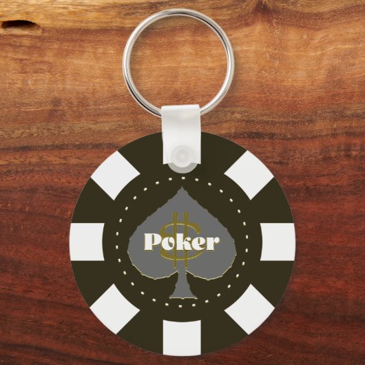 Black Poker Chip Sleutelhanger (Voorkant)