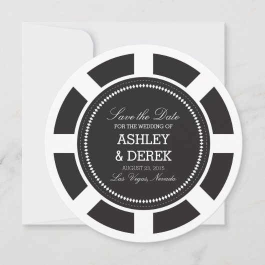 Black Poker Chip Wedding Save the Date (Voorkant)