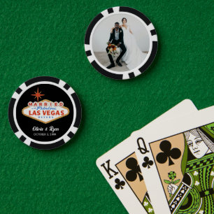 Black Poker Chips Gepersonaliseerd Getrouwd in Veg