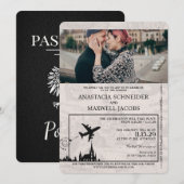 Black Poland Passport Uitnodiging voor het Huwelij (Voorkant / Achterkant)