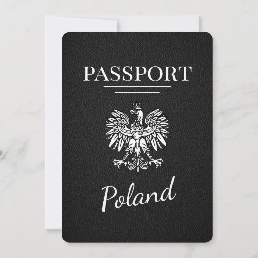 Black Poland Passport Uitnodiging voor het Huwelij (Achterkant)