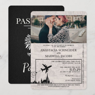 Black Poland Passport Uitnodiging voor het Huwelij