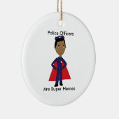 Black Police Super Hero Personaliseer Keramisch Ornament (Rechts)