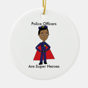 Black Police Super Hero Personaliseer Keramisch Ornament