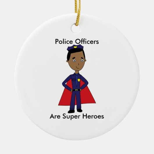 Black Police Super Hero Personaliseer Keramisch Ornament (Voorkant)