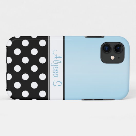 Black Polka Dot Blue iPhone 5 Hoesje (Achterkant (horizontaal))