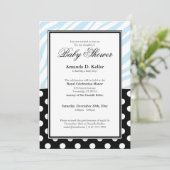 Black Polka Dot Blue Zebra Print Baby shower Kaart (Staand voorkant)