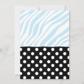 Black Polka Dot Blue Zebra Print Baby shower Kaart (Achterkant)