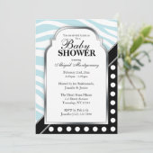 Black Polka Dot Blue Zebra Print Baby shower Kaart (Staand voorkant)