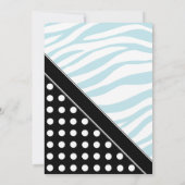 Black Polka Dot Blue Zebra Print Baby shower Kaart (Achterkant)