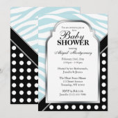 Black Polka Dot Blue Zebra Print Baby shower Kaart (Voorkant / Achterkant)