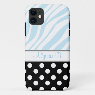 Black Polka Dot Blue Zebra Print iPhone 5 Hoesje