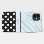 Black Polka Dot Blue Zebra Print iPhone 5 Hoesje (Achterkant (horizontaal))