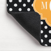 Black Polka Dot Cantaloupe Quatrefoil 3 Monogram Muismat (Hoek)