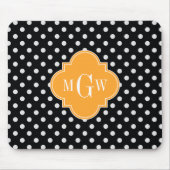 Black Polka Dot Cantaloupe Quatrefoil 3 Monogram Muismat (Voorkant)