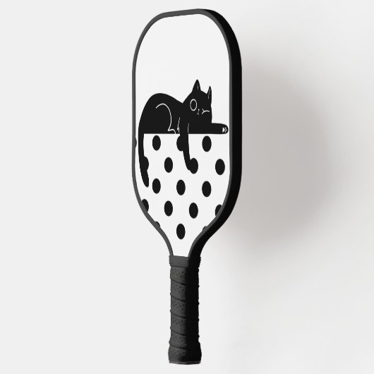 Black polka dot cat Pickleball Paddle (Links)