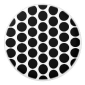 Black Polka Dot Design Keramische Knop (Voorkant)