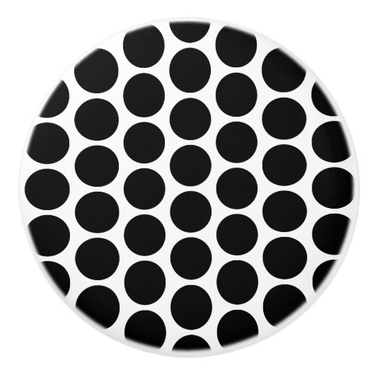 Black Polka Dot Design Keramische Knop (Voorkant)