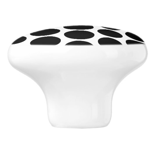 Black Polka Dot Design Keramische Knop (Zijkant)