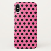 Black Polka Dot Elegant Pattern op Roze Case-Mate iPhone Case (Achterkant)