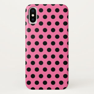 Black Polka Dot Elegant Pattern op Roze Case-Mate iPhone Case
