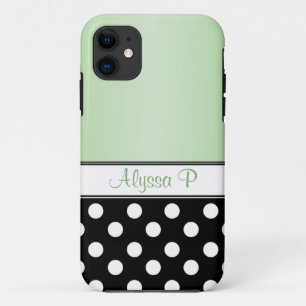 Black Polka Dot Green iPhone 5 Hoesje