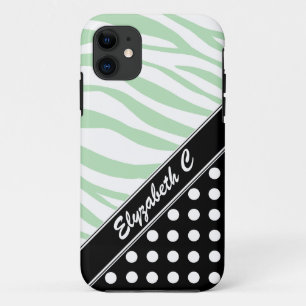Black Polka Dot Green Zebra Print iPhone 5 Hoesje