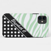 Black Polka Dot Green Zebra Print iPhone 5 Hoesje (Achterkant (horizontaal))
