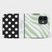 Black Polka Dot Green Zebra Print iPhone 5 Hoesje (Achterkant (horizontaal))