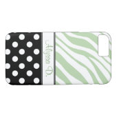 Black Polka Dot Green Zebra Print iPhone 7 Hoesje (Achterkant (Horizontaal))
