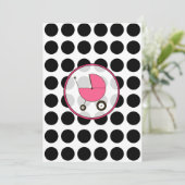 Black Polka Dot/Hot Pink Baby shower Invitation Kaart (Staand voorkant)
