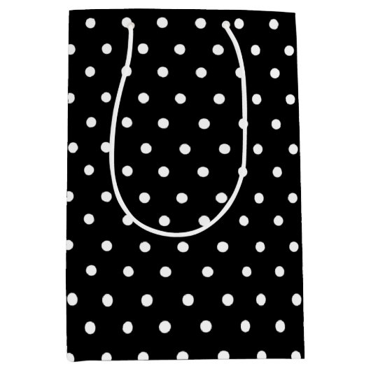 Black Polka Dot Medium Cadeauzakje (Voorkant)