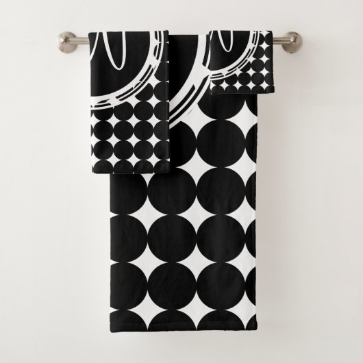 Black Polka Dot Monogram Bad Handdoek (Insitu)