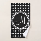 Black Polka Dot Monogram Bad Handdoek (Handdoek)