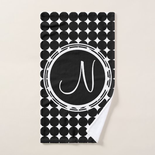 Black Polka Dot Monogram Bad Handdoek (Handdoek)
