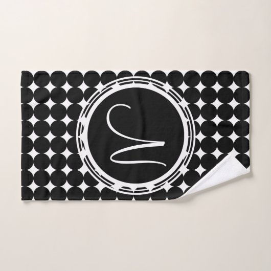 Black Polka Dot Monogram Bad Handdoek (Handdoek)